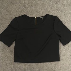 Black Short Sleeve Crop Top